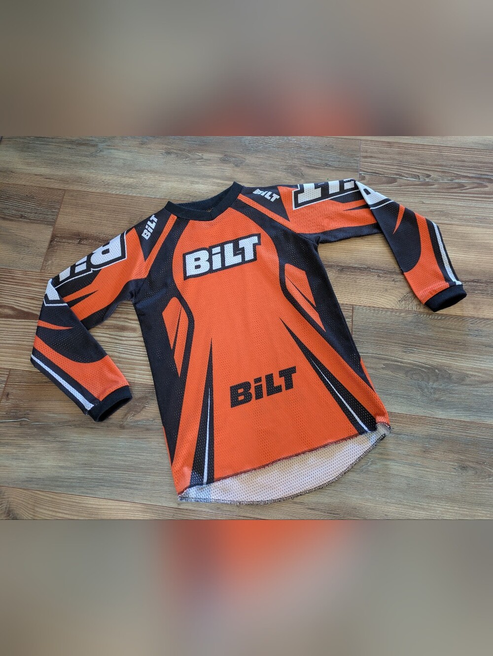 Bilt Logo Long Sleeve Orange & Black Motocross Dirt Bike Shirt Youth Medium
